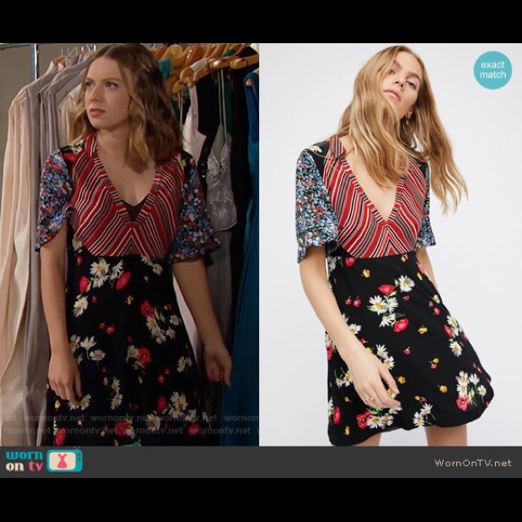 Free People Stripes and Flowers Mini Dress - Picture 2 of 5